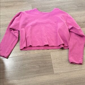 Nike Hot Pink Cropped Crewneck Sweatshirt